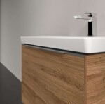 VILLEROY & BOCH - Subway 3.0 Umyvadlová skříňka s LED osvětlením, 62x43x48 cm, 1 zásuvka, Oak Kansas/lesklý hliník C575L0RH