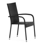 Židle zahradní, černý umělý ratan, kov, stohovatelná.