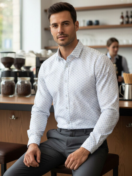 Pánská bílá košile FashionStreet DX2438 XL