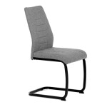Židle jídelní, stříbrná látka, černé kovové nohy