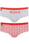 Dámské valentýnské kalhotky - 2 pack šedá/červená S