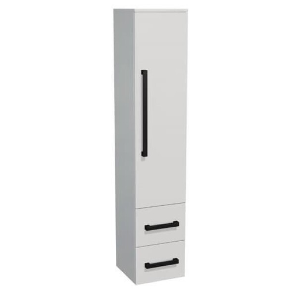 Koupelnová skříňka vysoká s černou úchytkou SAT Cube Way 35x163x33 cm bílá lesk lesk/mat CUBE3CV35BL CUBE3CV35BL