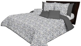 DumDekorace Šedě bílo zlatý přehoz na manželskou postel oboustranný Šířka: 200 cm | Délka: 220 cm