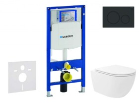 GEBERIT - Duofix Set předstěnové instalace, klozetu Oudee Vortex a sedátka softclose, tlačítko Sigma20, matná černá/černá SANI11CA5152