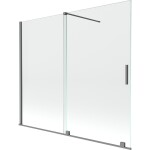 MEXEN/S - Velar dvoukřídlá posuvná vanová zástěna 180 x 150, transparent, grafit metal 896-180-000-01-95