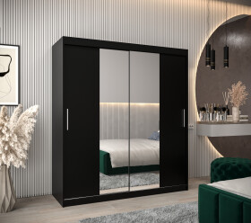 Šatní skříň Abi T1 Barva korpusu: Černá, Rozměry: 180 cm, Dveře: Černá