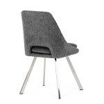 Židle jídelní, šedá látka, kovové nohy, broušená nerez.