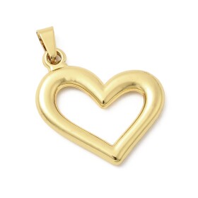 Přívěsek z nerezové oceli - srdce - zlaté - 28,5 × 29,5 x 3,5 mm - 1 ks