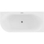 MEXEN/S - Gia volně stojící rohová vana reliéf pravá 150 x 75, bílá mat, sifon a přepad grafit metal 52701507501P-95
