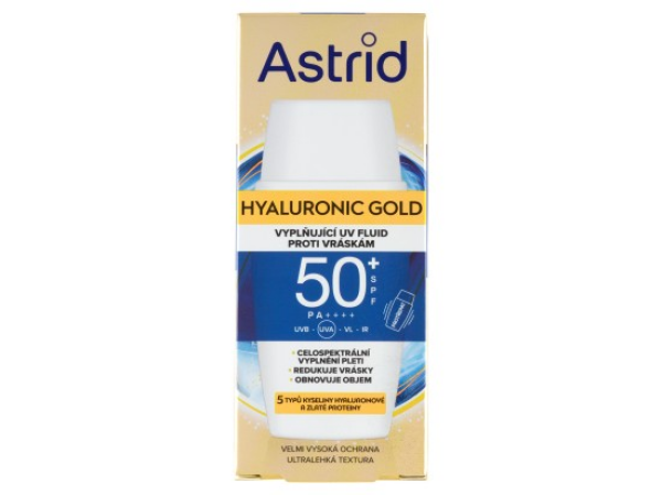 Astrid Hyaluronic Gold vyplňující UV fluid proti vráskám SPF 50+ 50ml