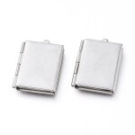 Přívěsek - nerezový otvírací medailonek na fotku - obdélník - platinový - 26 x 19 mm - 1 ks