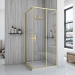 REA/S - Sprchový kout City 80x80 Gold Brush Se sprchovou bílou vaničkou Savoy KPL-K6444