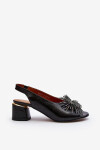 Kožené sandály s ozdobou Laura Messi 2719 Black 39