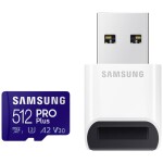 SAMSUNG micro SDXC 512GB PRO Plus + USB čtečka / UHS-1 / Class 10 / U3 / Čtení: 160MBps / Zápis: 120MBps (MB-MD512KB/WW)