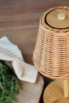 Chic Antique Stolní LED lampička Rattan Nature, přírodní barva, kov, proutí