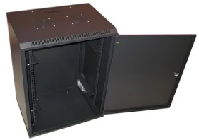 XtendLan 15U/600x450 nástěnný / Rozvaděč / Jednodílný / Plné dveře / Úprava proti vykradení (WS-15U-64-FS-BLACK)
