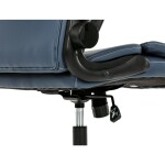 Křeslo kancelářské, tmavě modrá ekokůže, kovový kříž, kolečka na tvrdé podlahy