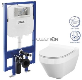 JIKA předstěnový instalační 8 cm systém bez tlačítka + WC CERSANIT CLEANON CREA OVÁL + SEDÁTKO H894652 X CR1