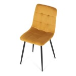 Židle jídelní, žlutá sametová látka, nohy černý kov
