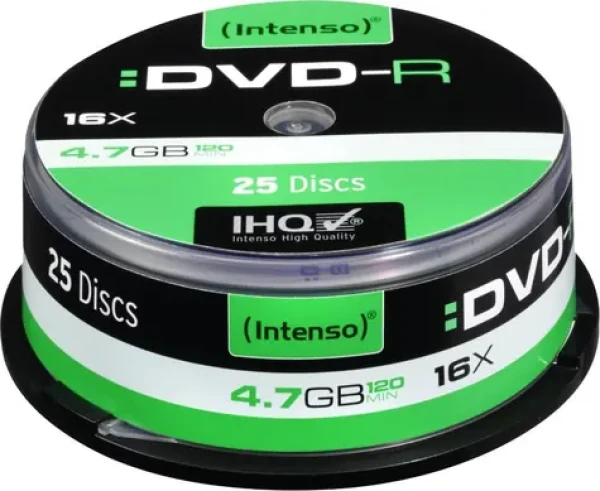Intenso DVD-R 4,7GB / Optické médium / 16x / 25 ks / Spindl (4101154)