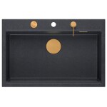 Quadron - Granitový dřez MARC 110 WORKSTATION Black Metallic Zlaty HQM7650U8_PVDG1