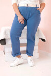 Dámské bavlněné kalhoty Plus Size s páskem džínovina 2XL