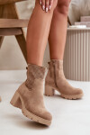 Dámské boty na podpatku se zipem eko semišové béžové Rashmi 38