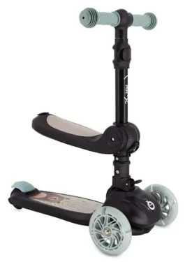 MoMi DEBE černá / Koloběžka / 2v1 s odrážedlem / LED kolečka / skládací / nosnost 50 kg (HULA00019)