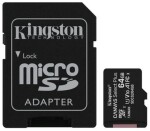 Kingston Canvas Plus microSDXC 64GB s adaptérem / UHS-I / Class 10 / SD adaptér / čtení: až 100 MBs / zápis: až 85MBs (SDCS2/64GB)