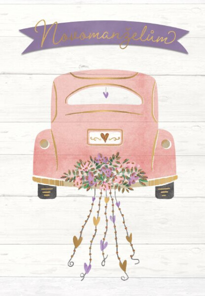 Svatební auto s květy a srdíčky - Albi