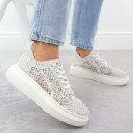 Dámské boty na platformě šněrovací bílé Vinceza 17371 40