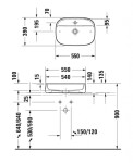 DURAVIT - Zencha Umyvadlo na desku 55x39 cm, bez přepadu, otvor pro baterii, DuraCeram, antracit mat 2374551371