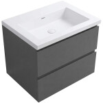 CERANO - Koupelnová skříňka Carole - antracitová + umyvadlo z lit. mramoru Ovo - bílá lesklá - 60,5x53x46,5 CER-083615