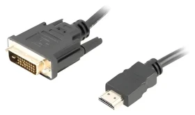 Lanberg CA-HDDV-20CU-0030-BK černá / Kabel HDMI na DVI-D / 3 m / 4K / Dual Link / pozlacené kontakty (CA-HDDV-20CU-0030-BK)
