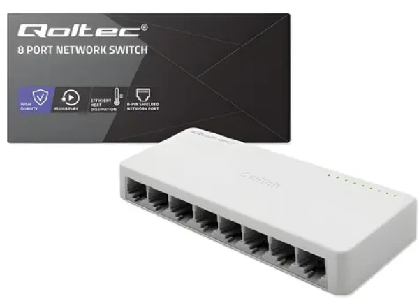 Qoltec 52248 / Síťový switch / 8x RJ45 / 1000 Mbps (52248)