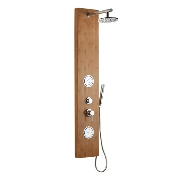Sprchový panel SIKO Bamboo Shower na stěnu s pákovou baterií bambus BAMBOOSHOWER BAMBOOSHOWER