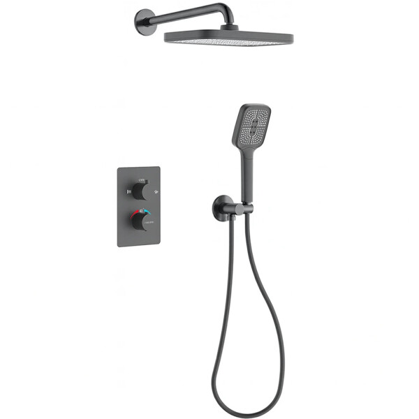 CERANO - Sprchová podomítková souprava Gina - termostatická - box - grafit/gun metal CER-9864