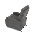 Křeslo polohovací, eletrické, šedá látka.