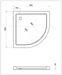 HOPA - Čtvrtkruhová sprchová vanička ARON - Rozměr A - 80 cm, Rozměr B - 80 cm OLBVANACARO80