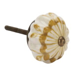 MADAM STOLTZ Keramická úchytka Mustard/Off White, žlutá barva, keramika