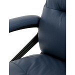 Kancelářské křeslo, tmavě modrá ekokůže, taštičkové pružiny, kovový kříž, kolečka na tvrdé podlahy