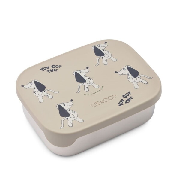 LIEWOOD Svačinový box Arthur Dakota Dog/Mist 900 ml, béžová barva, kov