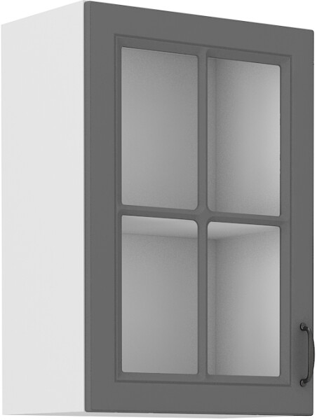 Horní prosklená skříňka Stilo 40 GS-72 1F Barva korpusu: Bílá, Barva dvířek: Dust Grey