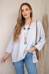 Oversize halenka s náhrdelníkem máslová látka šedý UNI