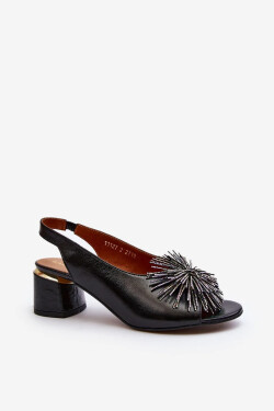 Kožené sandály s ozdobou Laura Messi 2719 Black 39