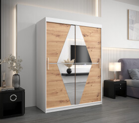 Šatní skříň Abi Bo Barva korpusu: Bílá, Rozměry: 150 cm, Dveře: Dub artisan