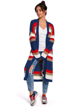 Dámský dlouhá svetr BK036 model 4 Tmavě modro červený - BeWear tm.modrá/červená S/M