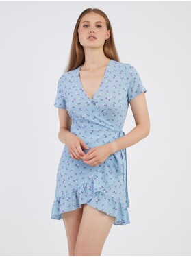 Světle modré dámské květované zavinovací šaty Noisy May Clara dámské