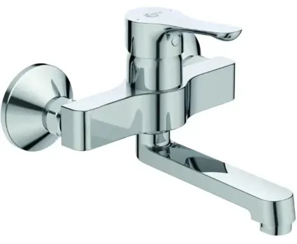 Ideal Standard Umyvadlová nástěnná baterie chrom / Umyvadlová baterie / Otočný výtok 130 mm / Keramická kartuše 35 mm (BC649AA)