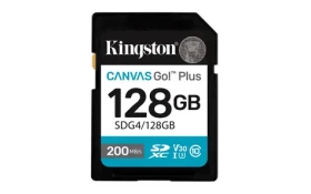 Kingston Canvas Go Plus SDXC 128GB / UHS-I V30 / U3 / Class 10 / čtení: až 200MBs / zápis: až 160 MBs (SDG4/128GB)